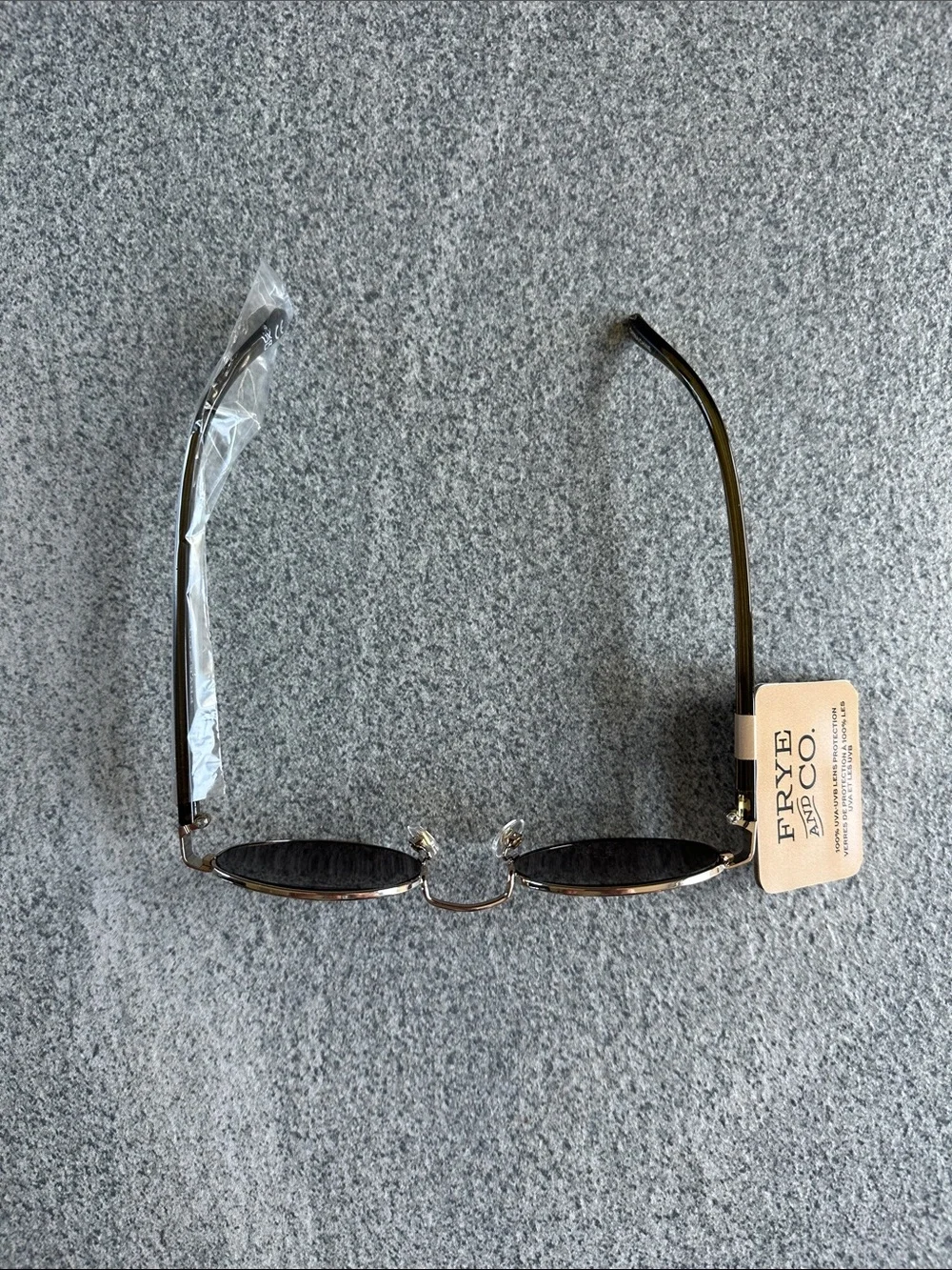 NWT FRYE Savannah Women’s Sunglasses in Olive Gold Slim Oval Metal Frame No Case